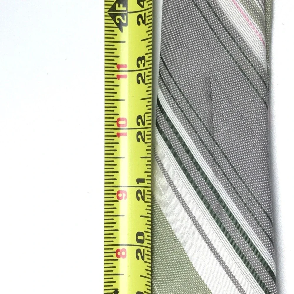 Ted Baker London Tie Men's Gray Khaki Pink Striped Paisley Pin Up Necktie 60